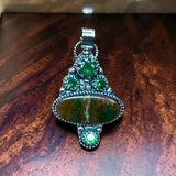RESERVED 💚 Blue Opal Petrified Wood and Emeralds Pendant and Earring Set    $125