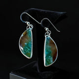 RESERVED 💚 Blue Opal Petrified Wood and Emeralds Pendant and Earring Set    $125
