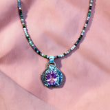 Pink Tourmaline sterling silver pendant and Tourmaline necklace set.      $125