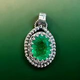 Colombian Emerald Sterling Silver Pendant.   $150