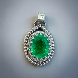 Colombian Emerald Sterling Silver Pendant.   $150
