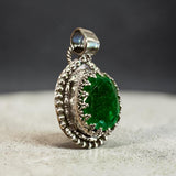 Colombian Emerald Sterling Silver Pendant.   $150