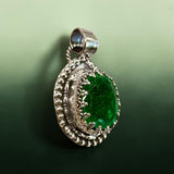Colombian Emerald Sterling Silver Pendant.   $150