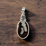 Agate and white Sapphire sterling silver pendant       $75