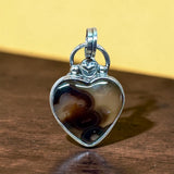 Agate Heart Sterling Silver Pendant.    $60
