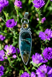 Blue Opal Wood and Citrine Sterling Silver Pendant.   $65