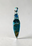 Blue Opal Petrified Wood and Kyanite Sterling Silver Pendant     $65