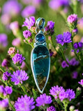 Blue Opal Petrified Wood and Kyanite Sterling Silver Pendant     $65