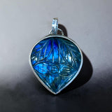 Carved Labradorite Sterling Silver Pendant. $70