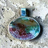 Moss Agate sterling silver Pendant.   $70