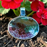 Moss Agate sterling silver Pendant.   $70
