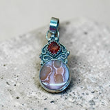 Agate and Sapphire Sterling Silver Pendant  $70