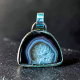 Agate slice sterling silver pendant $60