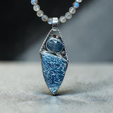 Petrified Palm Root and Moonstone Sterling Silver Pendant and Labradorite Necklace Set     $90