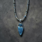 Petrified Palm Root and Moonstone Sterling Silver Pendant and Labradorite Necklace Set     $90