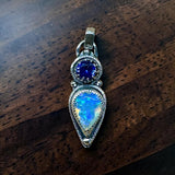 Ethiopian Opal and Sapphire Sterling Silver Pendant.    $150