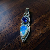 Ethiopian Opal and Sapphire Sterling Silver Pendant.    $150