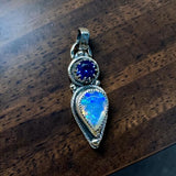 Ethiopian Opal and Sapphire Sterling Silver Pendant.    $150
