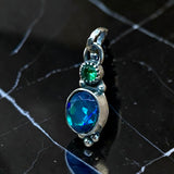 Black Ethiopian Opal and Columbian Emerald Sterling silver Pendant.   $150
