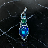 Black Ethiopian Opal and Columbian Emerald Sterling silver Pendant.   $150
