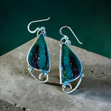 Blue Opal Petrified Wood Sterling Silver Earrings.    $50