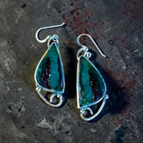 Blue Opal Petrified Wood Sterling Silver Earrings.    $50