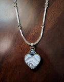 Iris Agate Heart with White Sapphire  and Moonstone Quartz necklace set.     $125
