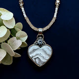 Iris Agate Heart with White Sapphire  and Moonstone Quartz necklace set.     $125