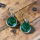 Carved Green Aventurine Sterling Silver Earrings.     $50