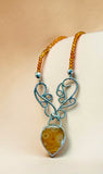 Agate Swirl Pendant and Garnet Sterling Silver Necklace Set.     $85