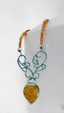Agate Swirl Pendant and Garnet Sterling Silver Necklace Set.     $85