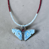 Petrified Wood and Ruby Butterfly and gemstone necklace set.  $120