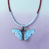Petrified Wood and Ruby Butterfly and gemstone necklace set.  $120