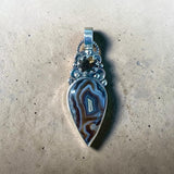 Agate and Smoky Quartz Sterling Silver Pendant.    $80