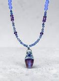 Purple Agate and Zircon sterling silver pendant and necklace set $80
