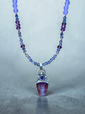 Purple Agate and Zircon sterling silver pendant and necklace set $80