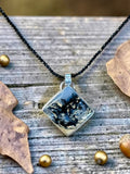 Tiger Dendritic Sterling Silver Pendant and Black Spinel Necklace Set.   $90