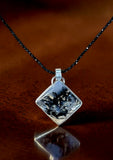 Tiger Dendritic Sterling Silver Pendant and Black Spinel Necklace Set.   $90
