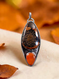 RESERVED FOR Janette    Starburst Obsidian ( rare) and Oregon Fire Opal Sterling Silver Pendant.   $140