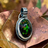 Black Ethiopian Opal 5 carat Sterling Silver Pendant   $150
