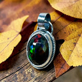 Black Ethiopian Opal 5 carat Sterling Silver Pendant   $150