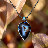 Agate Sterling Silver Pendant and Smoky Quartz necklace set   $85