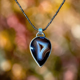 Agate Sterling Silver Pendant and Smoky Quartz necklace set   $85