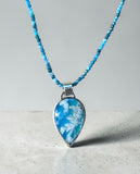 Plume Agate Sterling silver pendant and Apatite necklace set. $80