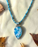 Plume Agate Sterling silver pendant and Apatite necklace set. $80