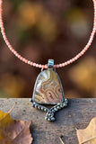 Agate Sterling Silver Pendant and Coral Necklace Set.    $85