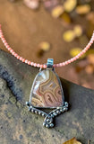 Agate Sterling Silver Pendant and Coral Necklace Set.    $85