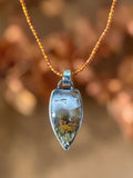 Moss Agate Sterling Silver Pendant and Garnet Necklace Set.    $80