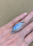 Rainbow Moonstone sterling silver ring SIZED TO ORDER.    $55