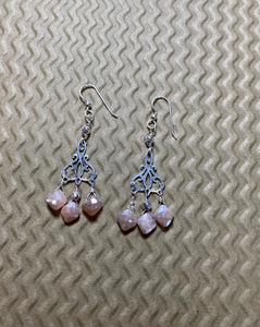 Peach moonstone Chandelier sterling silver earrings.   $40